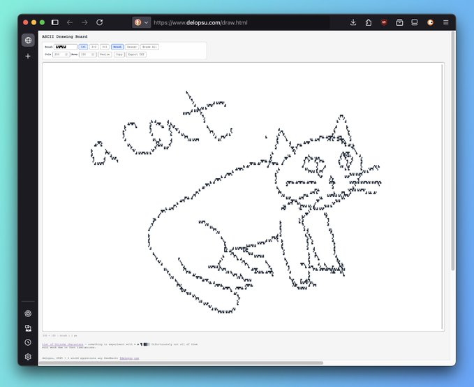 ASCII绘图板上线：AI辅助开发，专注纯手工文本艺术创作体验